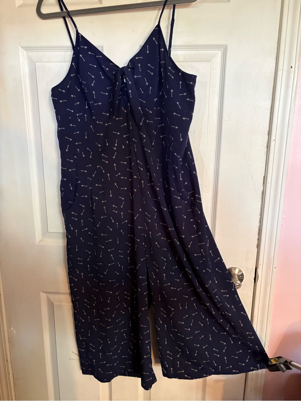 Xhilaration Navy Spaghetti-Strap Wide-Leg Jumpsuit